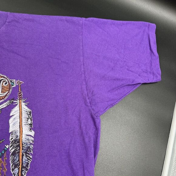 Vtg 1990s Prairie Mountain Native American Single Stitch T-Shirt Purple Sz‎ 2XL - Picture 6 of 12